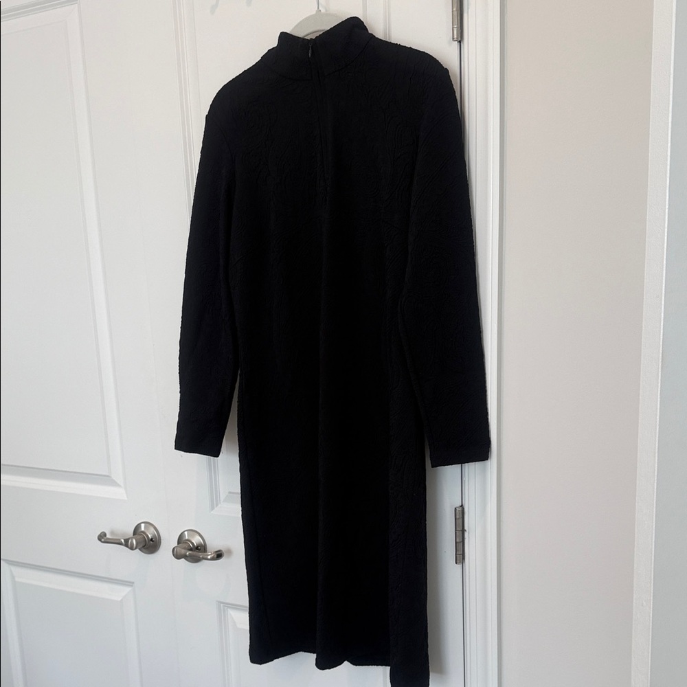 J. McLaughlin Black Jacquard Long Sleeve Dress